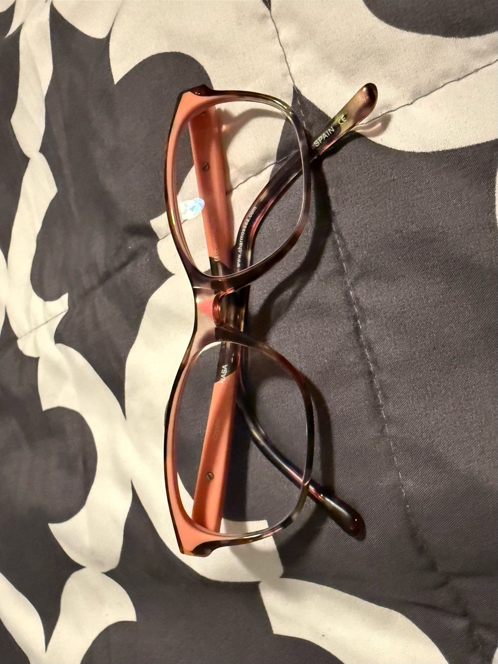 Women's Charmossas Crystal Tortoiseshell and Coral Eyeglass Frames